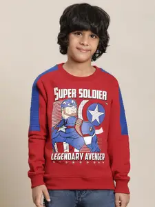 Kids Ville Boys Captain America Printed Round Neck Pullover Sweatshirt