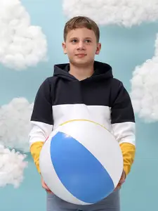 Instafab Boys Colourblocked Hooded Cotton Pullover