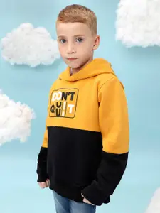 Instafab Boys Colourblocked Hooded Cotton Pullover