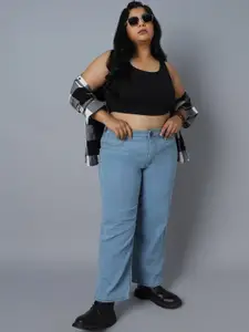 Freeform by High Star Women Plus Size Dad Fit High-Rise Clean Look Stretchable Jeans