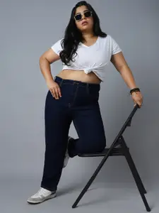 Freeform by High Star Women Plus Size Straight Fit High-Rise Clean Look Stretchable Jeans