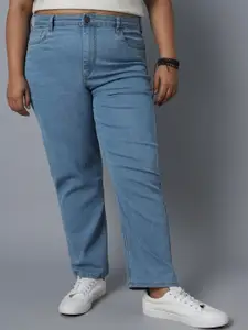 Freeform by High Star Plus Size Women Straight Fit High-Rise Clean Look Stretchable Jeans