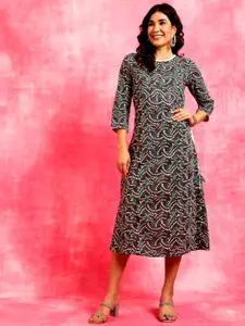 Anouk Ethnic Motifs Printed A-Line Dress