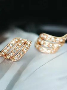 Jewels Galaxy Gold Plated American Diamond Studded Contemporary Studs