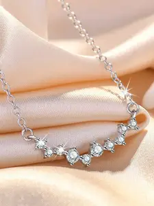 Jewels Galaxy Brass Silver-Plated Necklace