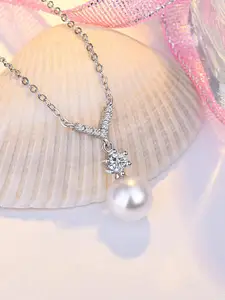 Jewels Galaxy Silver-Plated American Diamonds Studded Necklace