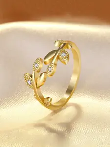 Jewels Galaxy Gold-Plated AD-studded Adjustable Finger Ring