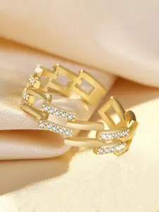 Jewels Galaxy Gold-plated AD-studded Adjustable Finger Ring