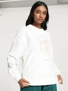 Puma Classics Printed Cotton Round Neck Sweatshirt