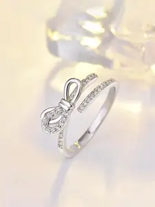 Jewels Galaxy Silver-Plated American Diamond-Studded Finger Ring