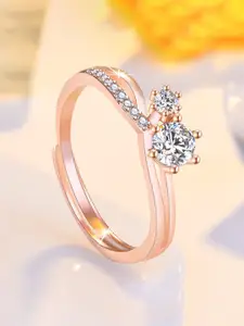 Jewels Galaxy Rose Gold-Plated American Diamond-Studded Ring