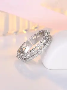 Jewels Galaxy silver- Plated Stone-Studded Adjustable Finger Ring