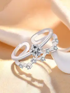 Jewels Galaxy Silver-Plated American Diamond Studded Star Shape Ring