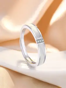 Jewels Galaxy Silver-Plated American Diamond Stone-Studded Finger Ring