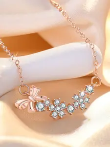 Jewels Galaxy Rose Gold-Plated American Diamond Studded Necklace