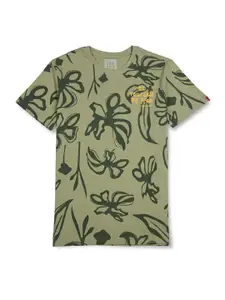 Gini and Jony Boys Floral Printed Cotton T-shirt
