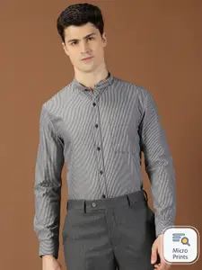 INVICTUS Original Slim Fit Stripes Band Collar Cotton Formal Shirt