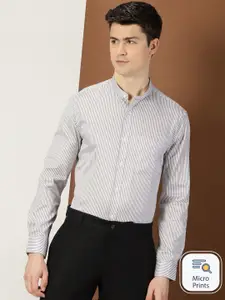 INVICTUS Original Slim Fit Stripes Band Collar Cotton Formal Shirt