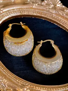 ISHKAARA Gold-Plated Contemporary Crystal Hoop Earrings
