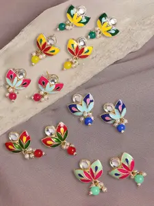 OOMPH Set Of 6 Floral Drop Earrings