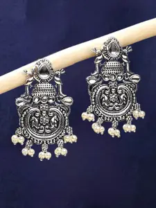 OOMPH Oxidised Beaded Floral Drop Earrings