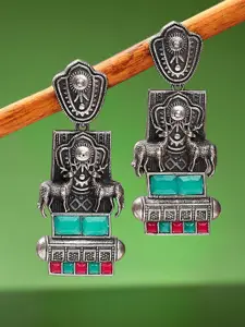 OOMPH Stone-Studded Contemporary Drop Earrings