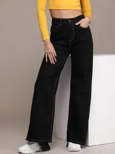 The Roadster Life Co. Women Wide Leg High-Rise Stretchable Jeans