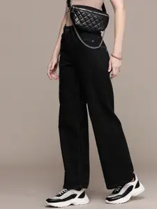 The Roadster Life Co. Women Wide Leg High-Rise Stretchable Jeans