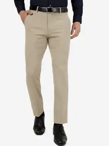 JB STUDIO Men Checked Slim Fit Mid-Rise Cotton Trousers