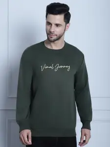VIMAL JONNEY Typography Printed Fleece Sweatshirt
