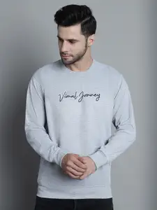 VIMAL JONNEY Typography Printed Fleece Pullover Sweatshirt
