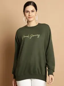VIMAL JONNEY Typography Printed Fleece Pullover Sweatshirt