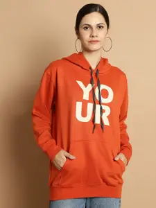 MACK JONNEY Typography Printed Hooded Pullover Fleece Sweatshirt