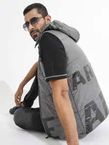 RARE RABBIT Men Clovex Puffer Printed Hooded Jacket