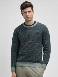 Dennis Lingo Self Design Round Neck Acrylic Pullover Sweater