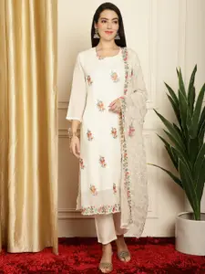 Stylee LIFESTYLE Floral Embroidered Silk Georgette Unstitched Dress Material