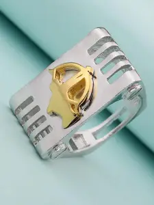 Voylla Men Silver-Plated Sagittarius Rashi Symbol Designed Finger Ring