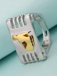 Voylla Men Silver-Plated Virgo Zodiac Symbol Designed Finger Ring