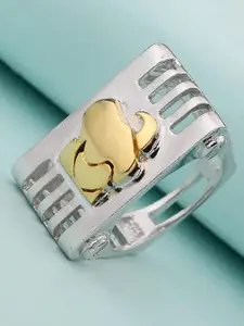 Voylla Men Silver-Plated Taurus Zodiac Symbol Designed Finger Ring