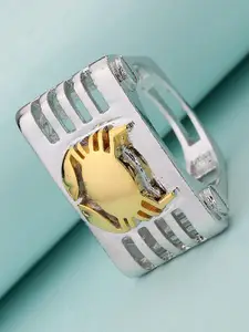 Voylla Men Silver-Plated Cancer Zodiac Symbol Designed Finger Ring