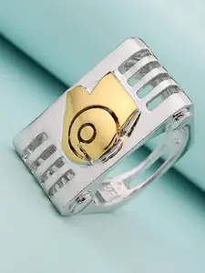 Voylla Men Silver-Plated Aries Zodiac Symbol Designed Finger Ring