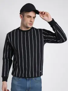 Dennis Lingo Striped Round Neck Sweatshirt