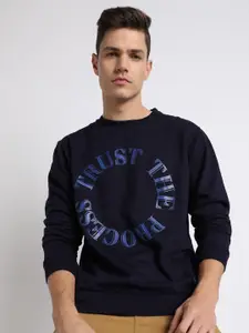 Dennis Lingo Typography Printed Ribbed Cotton Pullover Sweatshirt