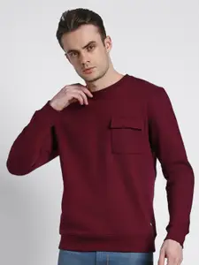 Dennis Lingo Round Neck Ribbed Cotton Pullover Sweatshirt