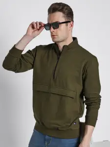 Dennis Lingo Collar Collar Ribbed Cotton Pullover Sweatshirt