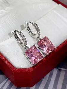 Jewels Galaxy Silver-Plated American Diamond Studded Drop Earrings