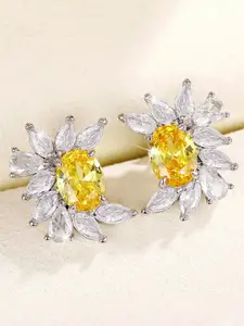 Jewels Galaxy Silver-Plated American Diamond-Studded Studs Earrings