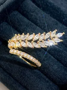 Jewels Galaxy Gold-Plated AD-Studded Adjustable Finger Ring