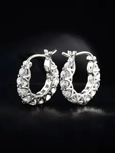 Jewels Galaxy Silver-Plated Contemporary Hoop Earrings