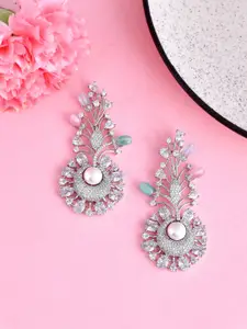 Voylla Silver-Plated Contemporary Drop Earrings